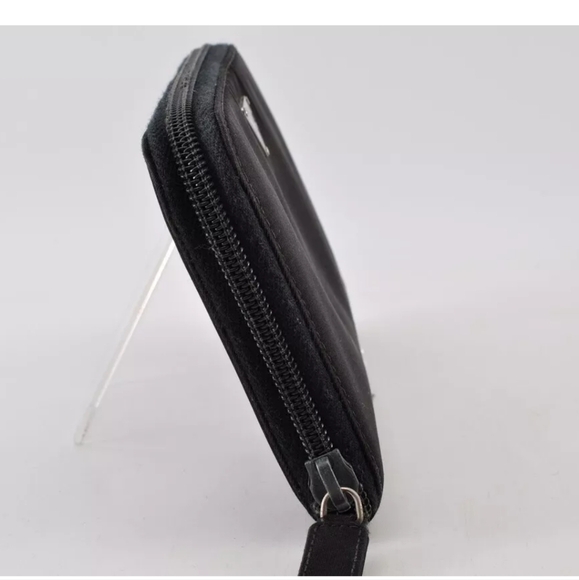 PRADA Logo Plate Long Wallet Tessuto Nylon Saffiano Leather Auth w/Card - Picture 4 of 8